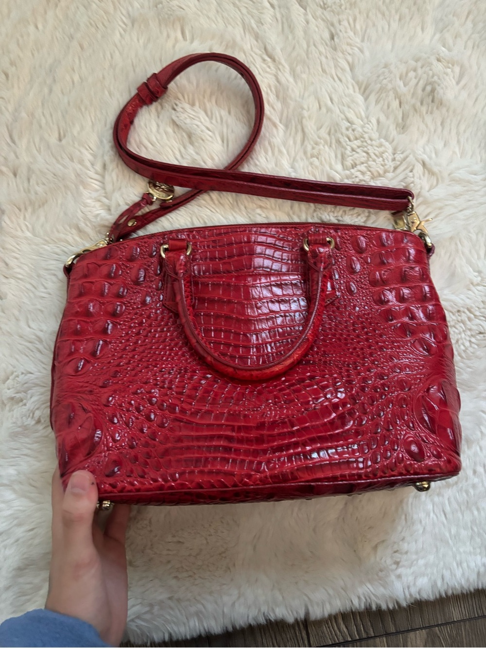 Brahmin Red Dragon Melbourne Leather Duxbury Satchel Handbag and Wallet - Picture 7 of 15